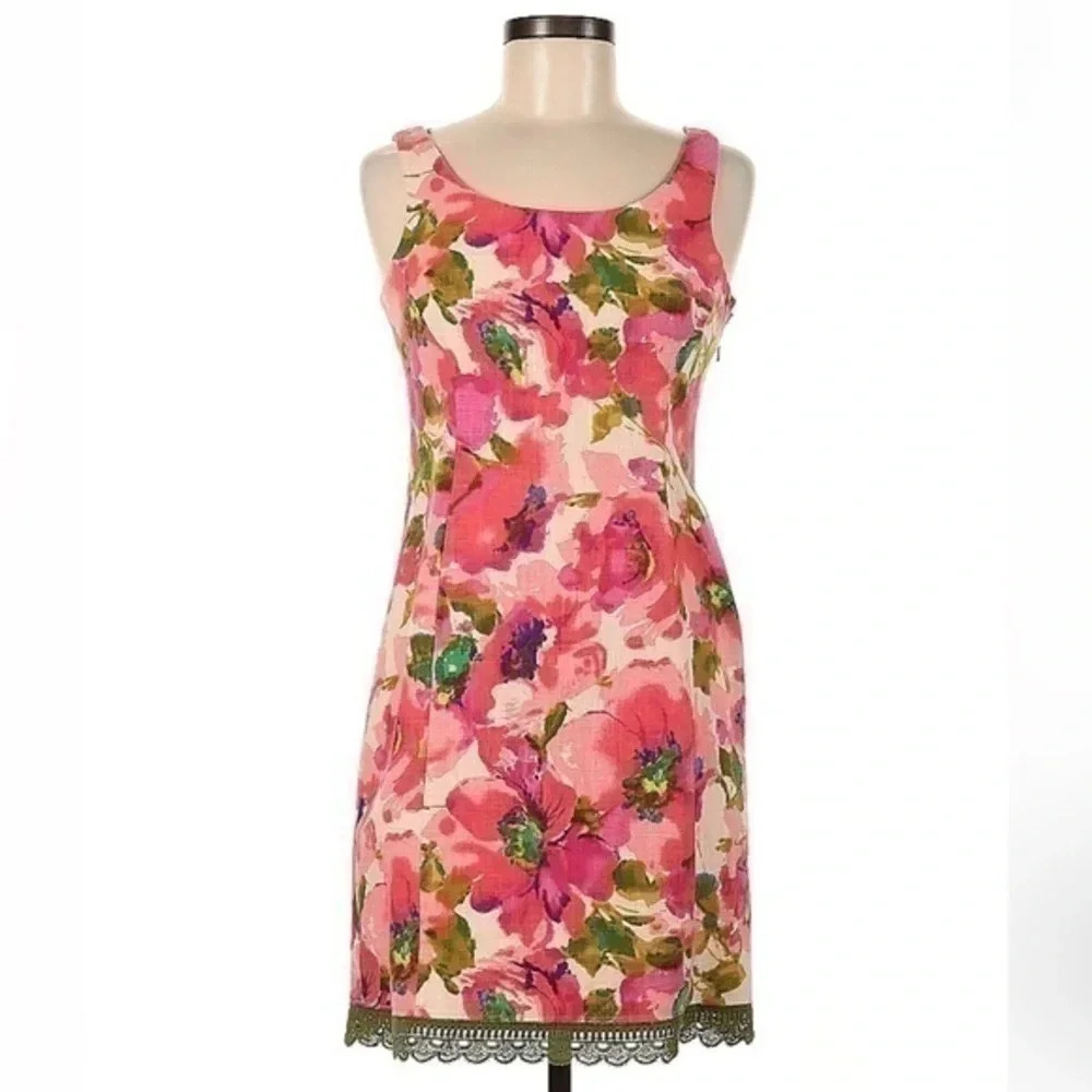 Anthropologie | Postmark | Blushing Olena Floral Linen Sleeveless Dress Size 00